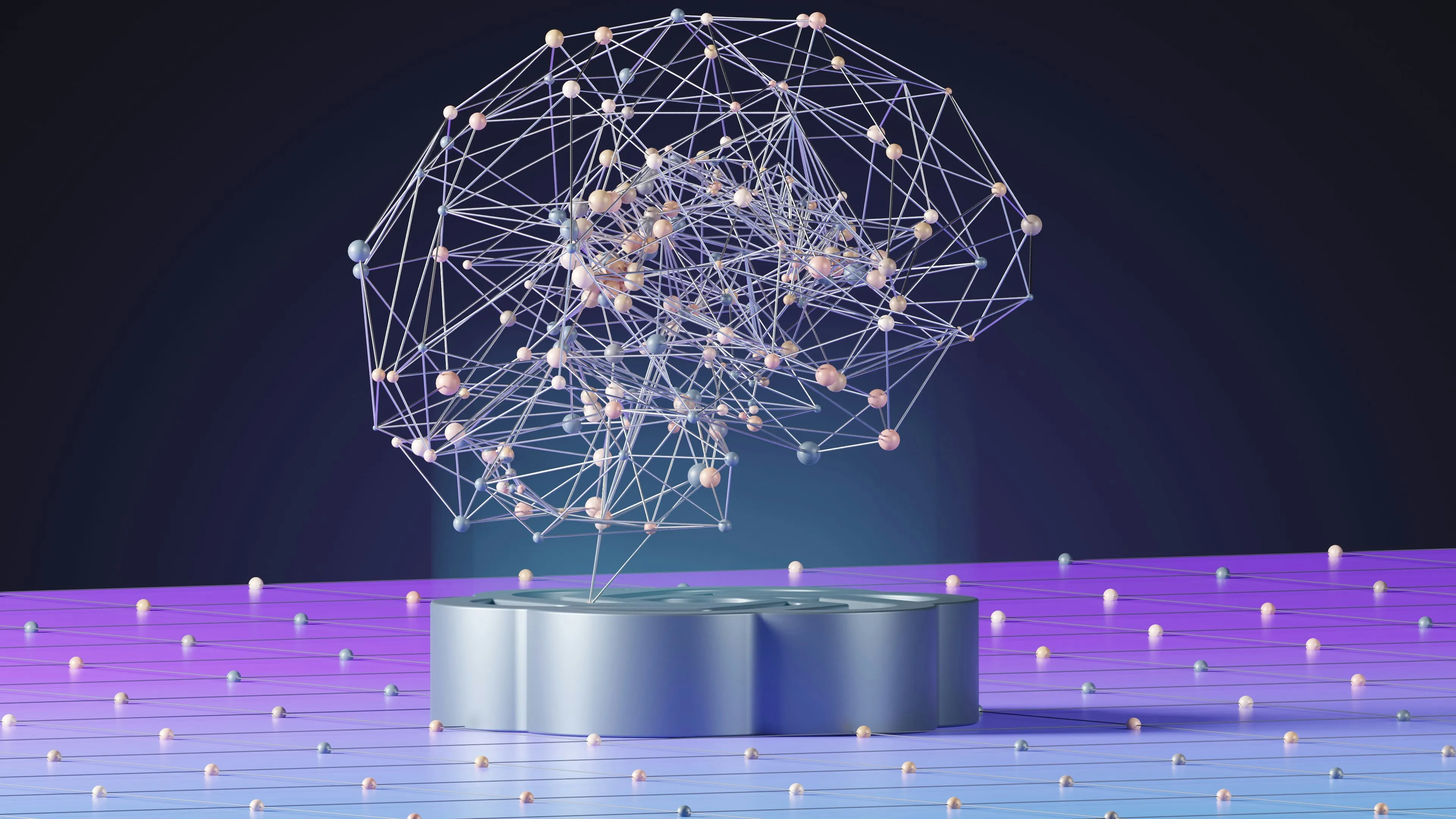 Abstract network sphere with dots and connecting lines, representing AI systems and security risk surface